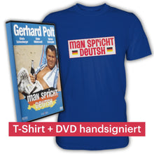 Lade das Bild in den Galerie-Viewer, Gerhard Polt "Man spricht Deutsh" Fanpaket - Premium Shirt + DVD handsigniert