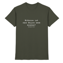 Lade das Bild in den Galerie-Viewer, Gerhard Polt T-Shirt "Blödsinn ist ohne Deppen kaum denkbar" - Premium Shirt - Premium Shirt
