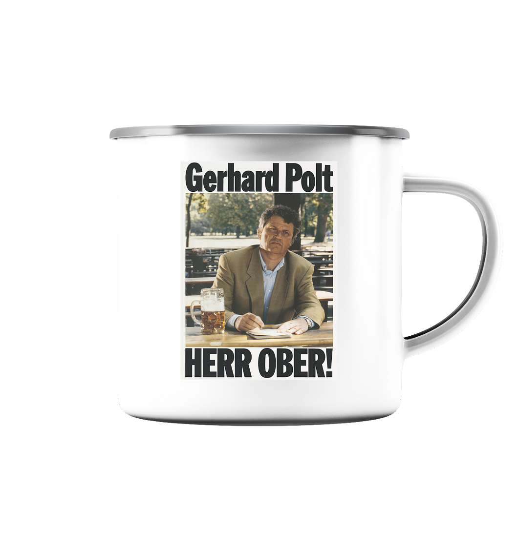 Film-Tasse Gerhard Polt - Herr Ober! (Emaille) - Emaille Tasse (Silber)