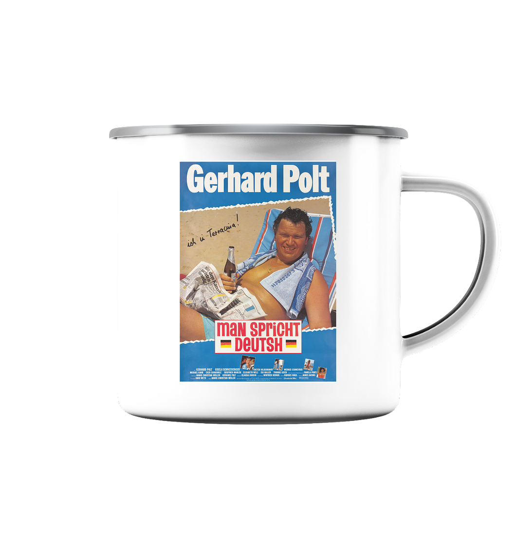 Film-Tasse Gerhard Polt - Man spricht Deutsh (Emaille) - Emaille Tasse (Silber)